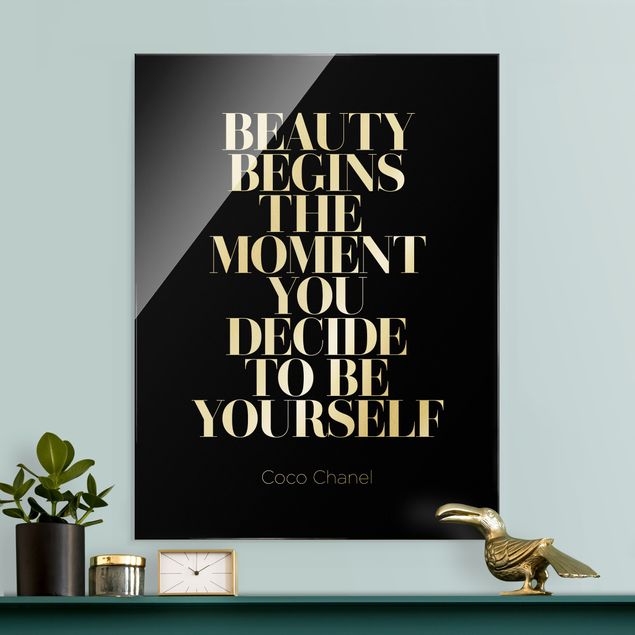 Quadro in vetro - Be yourself Coco Chanel nero - Formato verticale