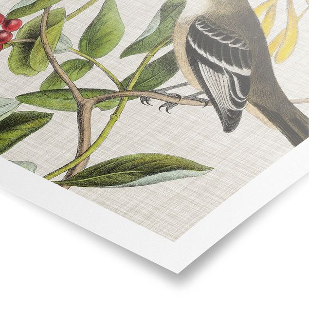 Poster - Bird On lino giallo II - Quadrato 1:1