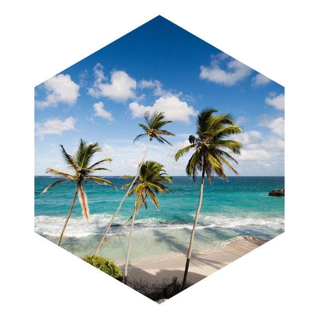 Carta da parati esagonale adesiva con disegni - Beach of Barbados