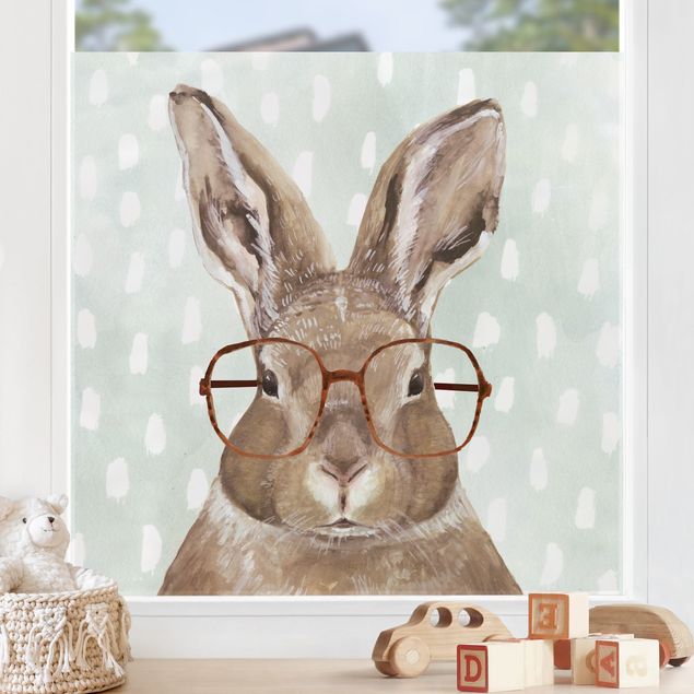pellicola adesiva colorata per vetri Animali con gli occhiali - Lepre