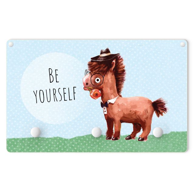 Appendiabiti per bambini - Pony con occhiali con detto Be Yourself
