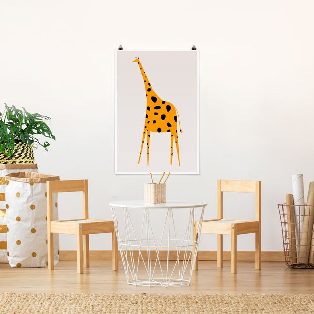 Poster cameretta bambini animali Giraffa gialla