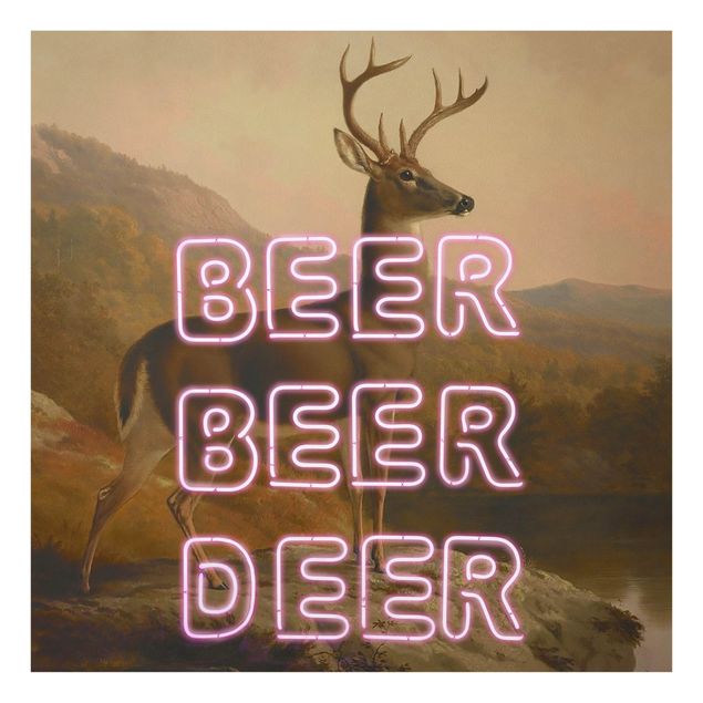 Quadro in vetro - Beer Beer Deer - Quadrato 1:1