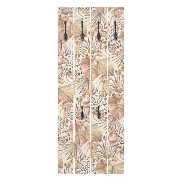 Appendiabiti in legno - Foglie di palma beige