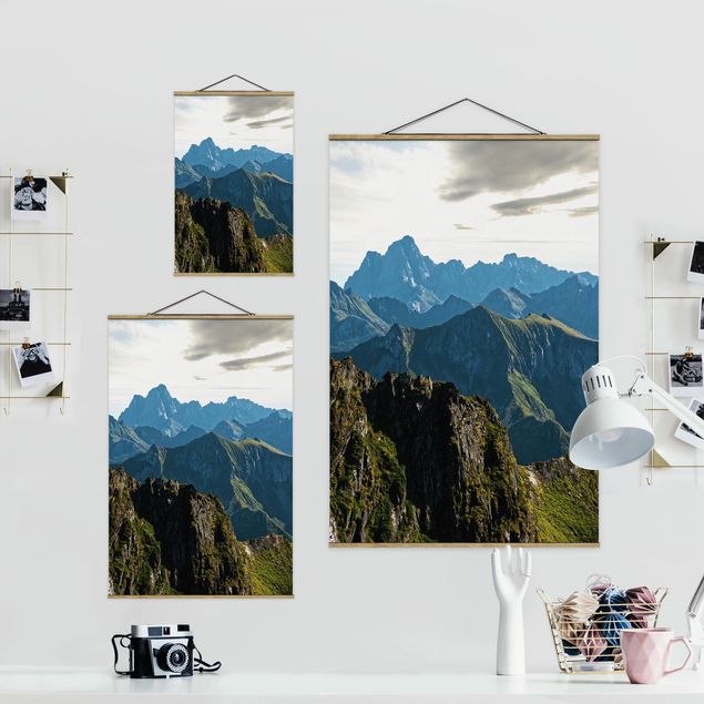 Foto su tessuto da parete con bastone - Montagne nelle Isole Lofoten - Verticale 2:3