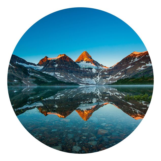 Carta da parati rotonda autoadesiva - Paesaggio di montagna al lago Magog in Canada