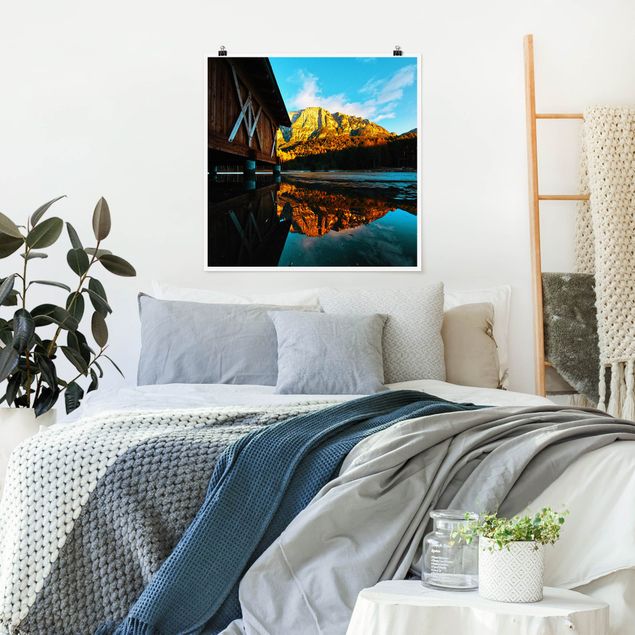 Poster - Riflesso delle montagne nelle Dolomiti