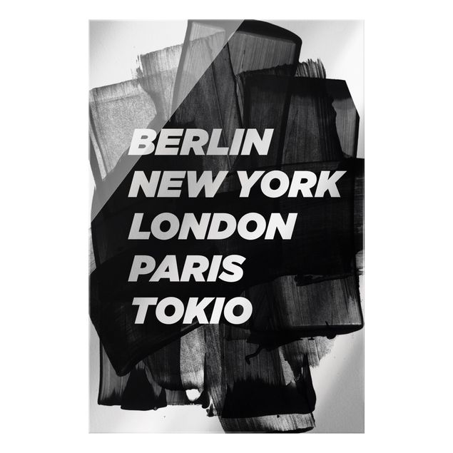 Quadro in vetro - Berlin New York London - Formato verticale