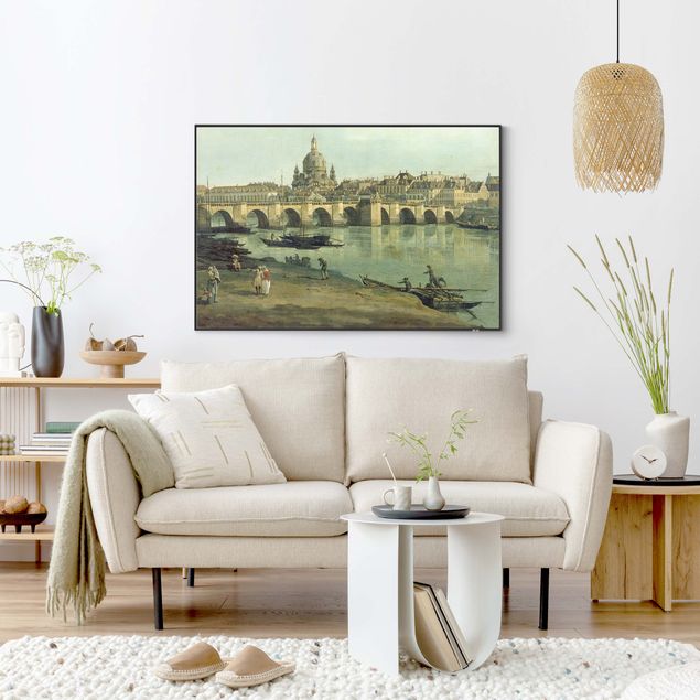Frame da parete con tessuto in tensione con quadro intercambiabile classico Bernardo Bellotto - Vista di Dresda dalla riva destra dell'Elba