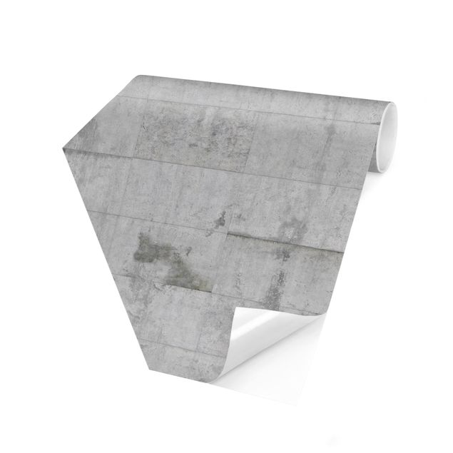 Fotomurale esagonale autoadesivo - Effetto mattoni di cemento grigio