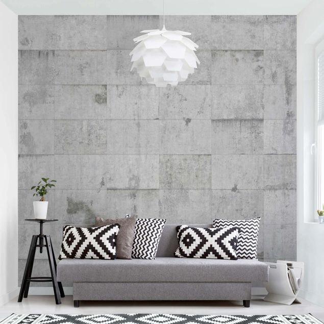 Carta da parati - Conctrete Wallpaper - Grey Concrete Block Wall
