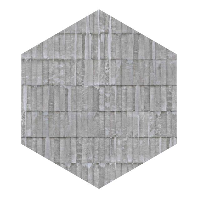 Fotomurale esagonale autoadesivo - Carta da parati mattoni di cemento