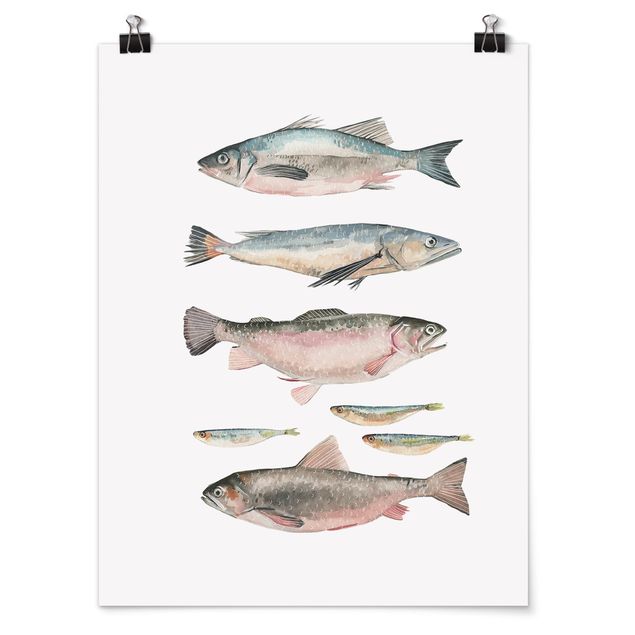 Poster - Seven Fish in acquerello I - Verticale 4:3