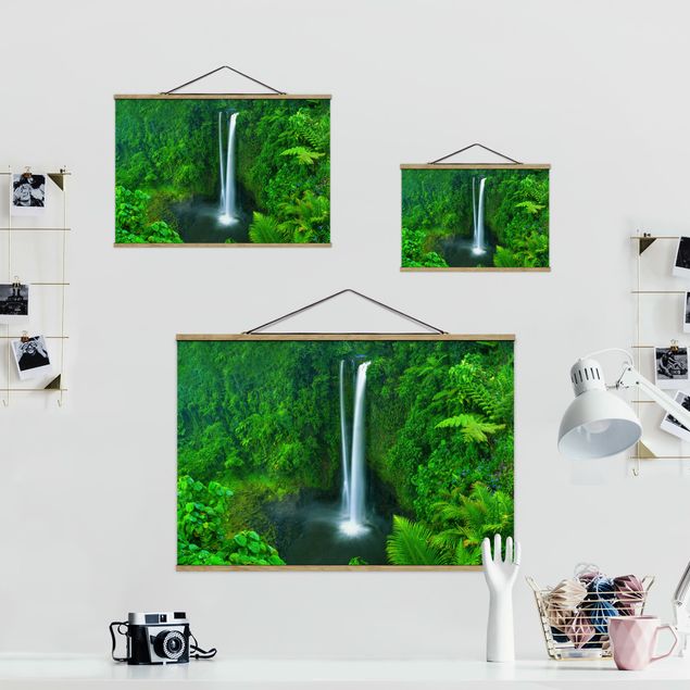 Foto su tessuto da parete con bastone - paradisiaca Waterfall - Orizzontale 2:3