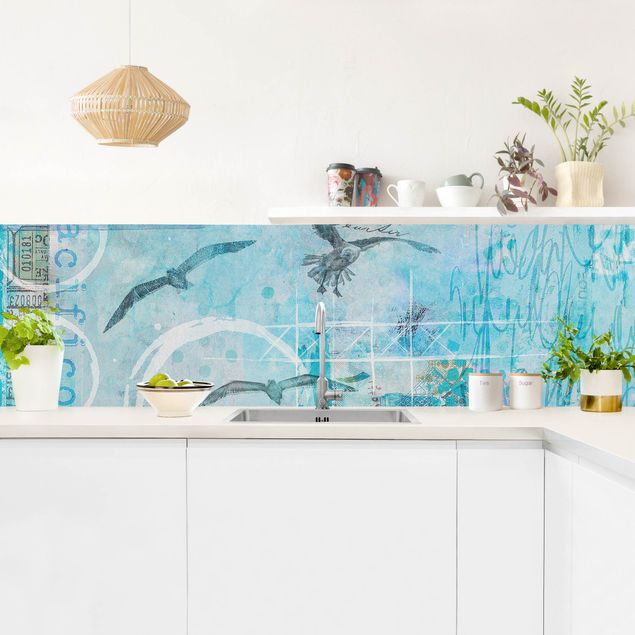 Rivestimenti cucina adesivi Collage colorato - Pesce blu