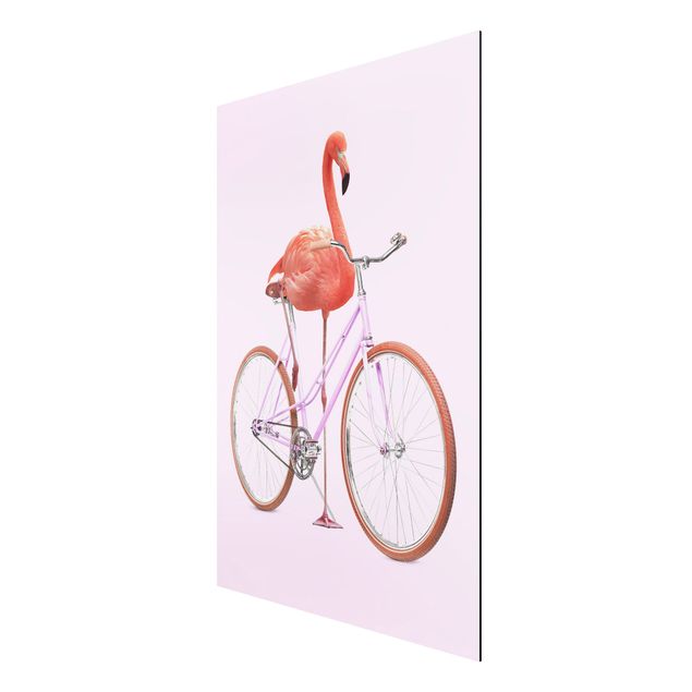 Stampa su alluminio - Flamingo con la bicicletta - Verticale 3:2