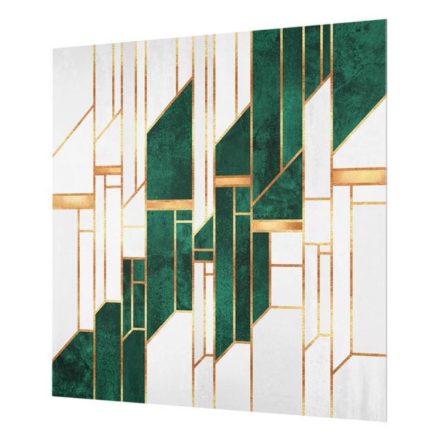Paraschizzi in vetro - Geometria in smeraldo e oro - Quadrato 1:1