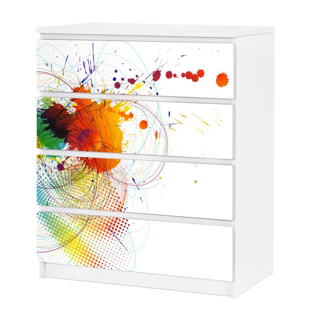 Carta adesiva per mobili IKEA - Malm Cassettiera 4xCassetti - Rainbow Background