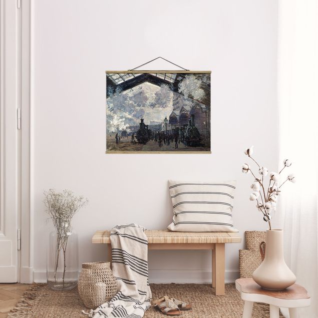Foto su tessuto da parete con bastone - Claude Monet - Gare Saint Lazare - Orizzontale 3:4