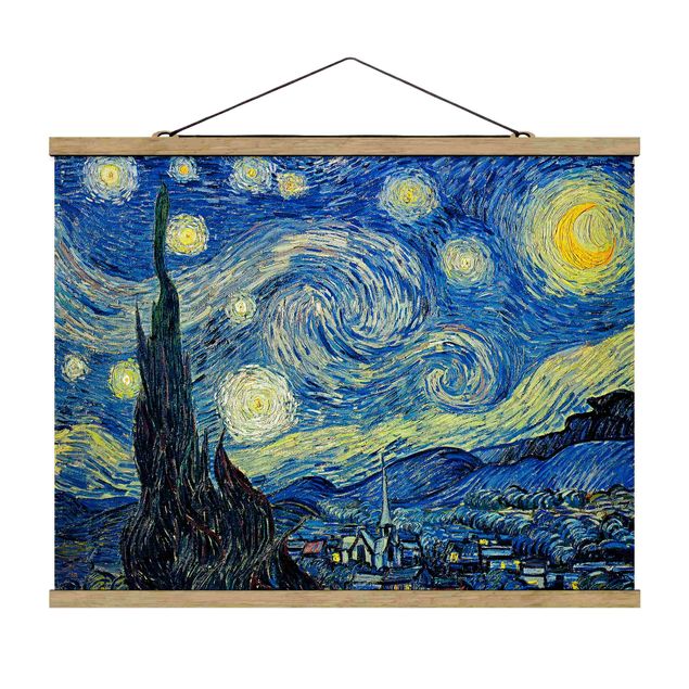 Foto su tessuto da parete con bastone - Vincent Van Gogh - Notte stellata - Orizzontale 3:4