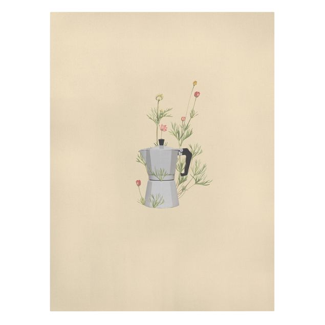 Stampa su tela - Bialetti con fiori - Formato verticale 3:4