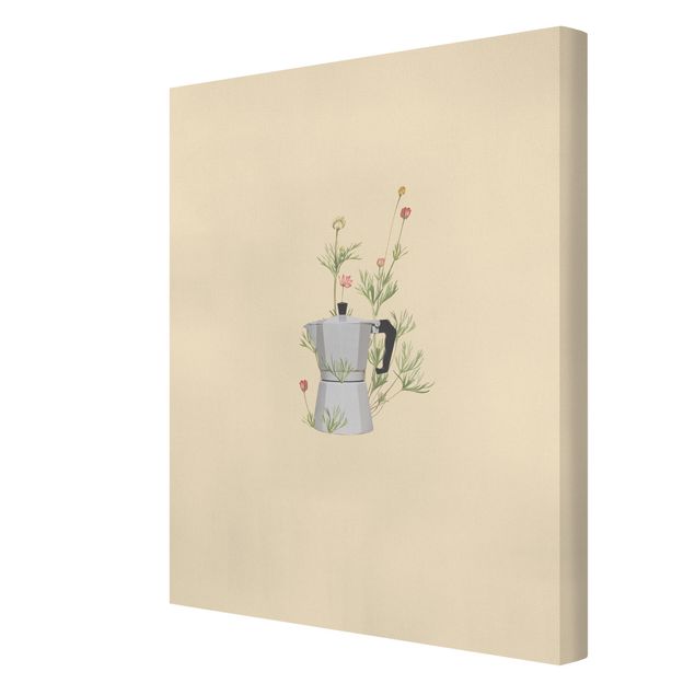 Stampa su tela - Bialetti con fiori - Formato verticale 3:4