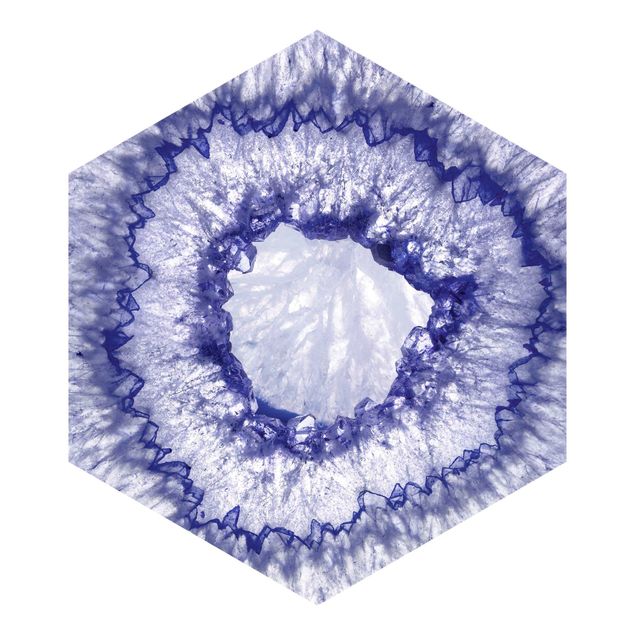 Fotomurale esagonale autoadesivo - Cristallo blu e lilla