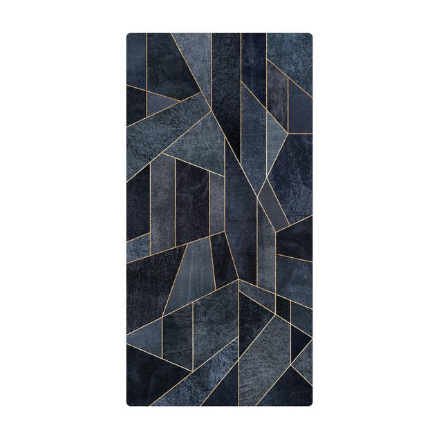 Tappetino di sughero - Geometria blu in acquerello - Formato verticale 1:2