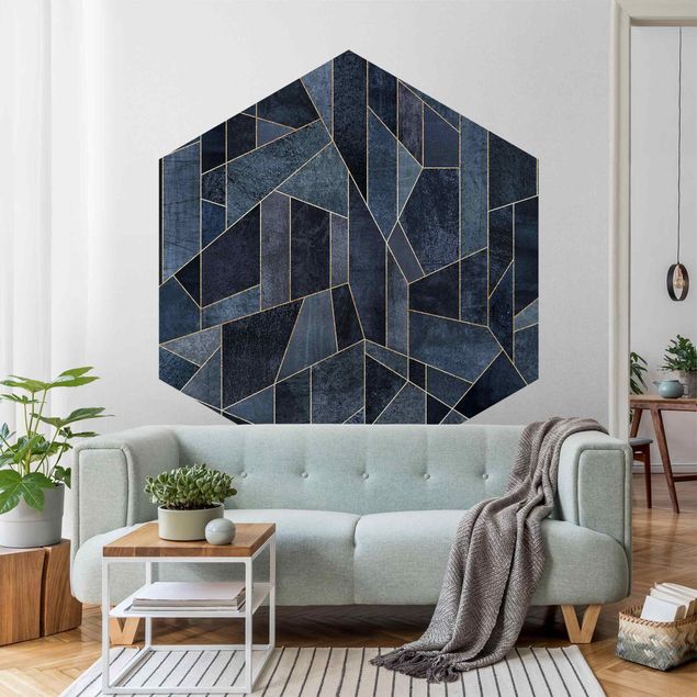 Abstrakte Malerei Geometria blu acquerello