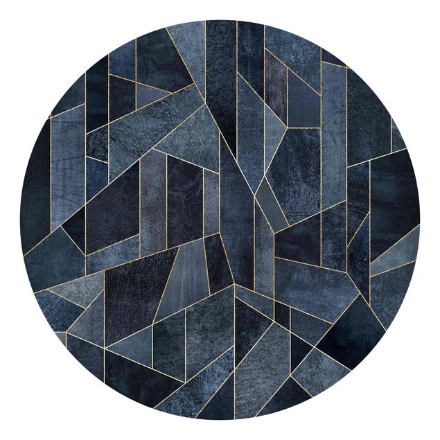Carta da parati rotonda Geometria blu acquerello