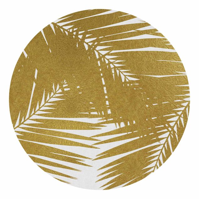 Carta da parati rotonda autoadesiva - Guardando attraverso le foglie di palma d'oro