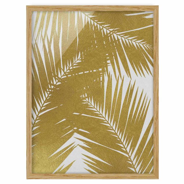 Poster con cornice - Scorcio tra foglie di palme dorate