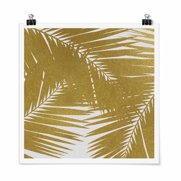 Poster - Scorcio tra foglie di palme dorate