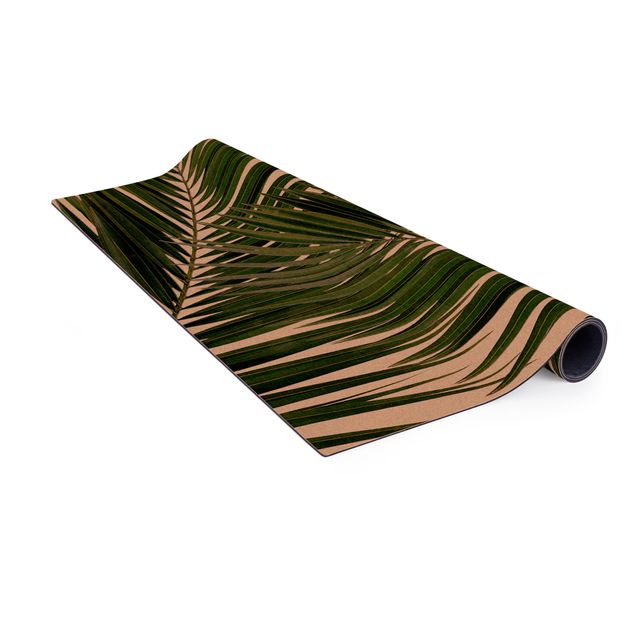 Tappeti effetto naturale Vista attraverso le foglie di palma verde