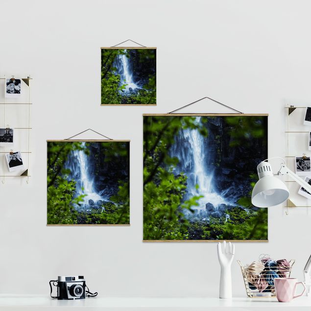 Foto su tessuto da parete con bastone - Vista sulla cascata - Quadrato 1:1