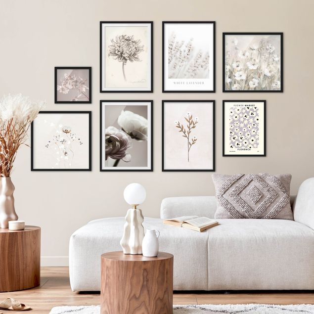 quadro astratto Giardino fiorito in color crema