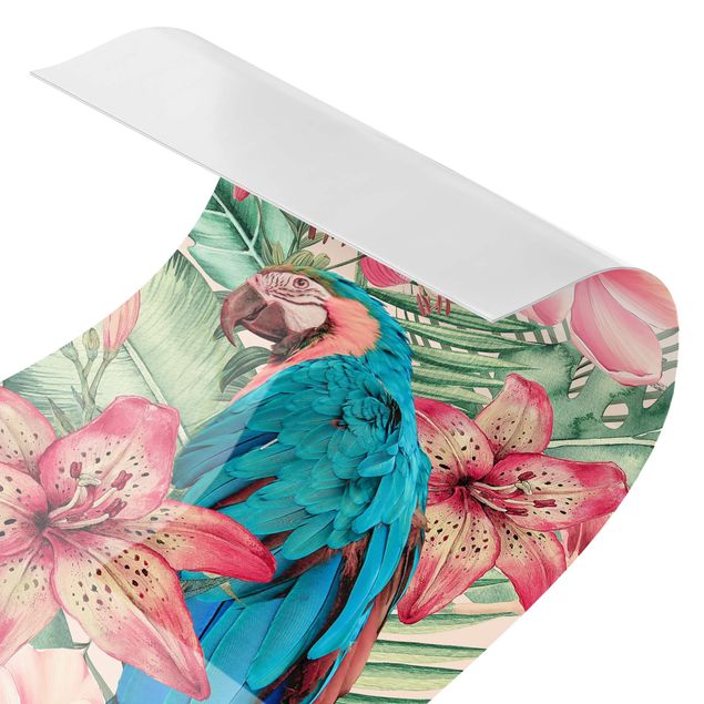 Rivestimento per doccia - Paradiso floreale con pappagallo tropicale