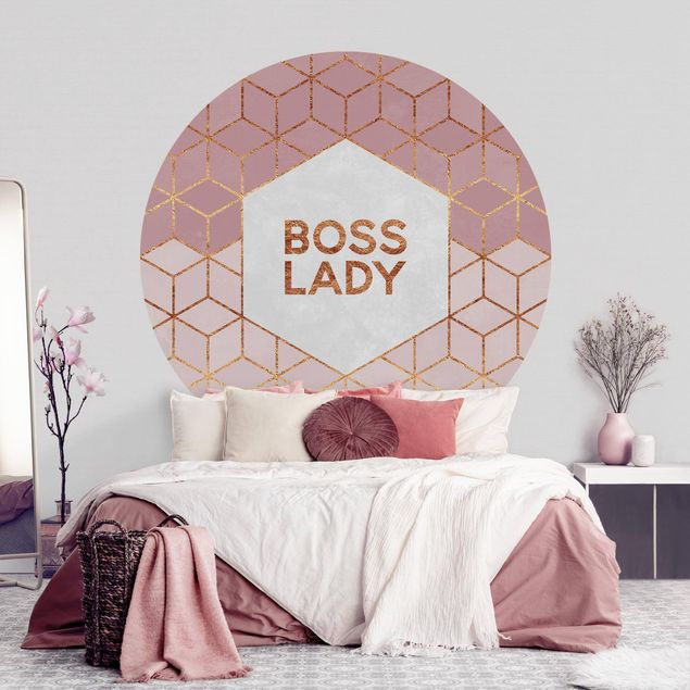 carta da parati effetto acquerello Boss Lady Esagoni Rosa