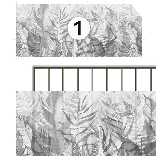 arella ombreggiante Botanica - Foglie tropicali in grigio