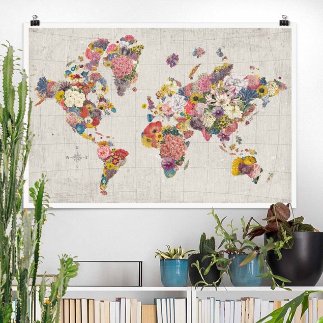 Poster illustrazioni Mappa del mondo botanico