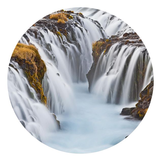 Carta da parati rotonda autoadesiva - Bruarfoss cascata in Islanda