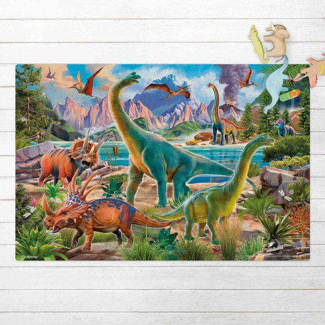 Tappeti con dinosauri Brachiosauro e Triceratopo