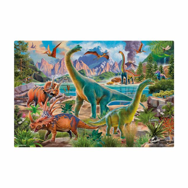 Tappetino di sughero - Brachiosauro e Triceratopo - Formato orizzontale 3:2