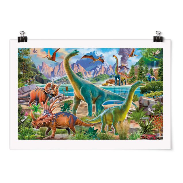 Poster - Brachiosauro e Triceratopo