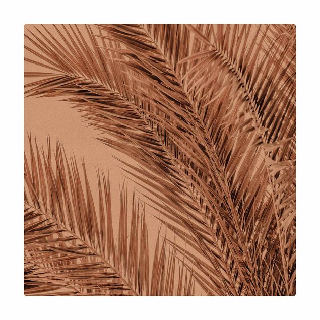 Tappetino di sughero - Ramo di palma color bronzo - Quadrato 1:1