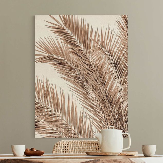 Stampe su tela fiori Fronde di palma color bronzo