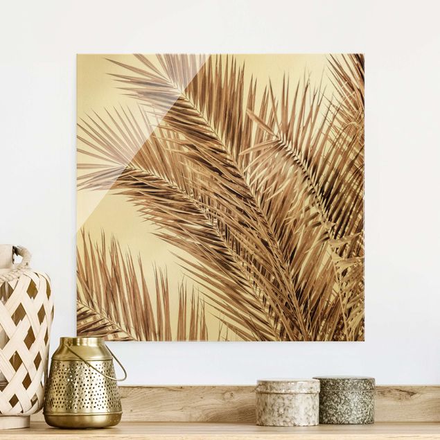 Lavagna magnetica vetro Fronde di palma color bronzo