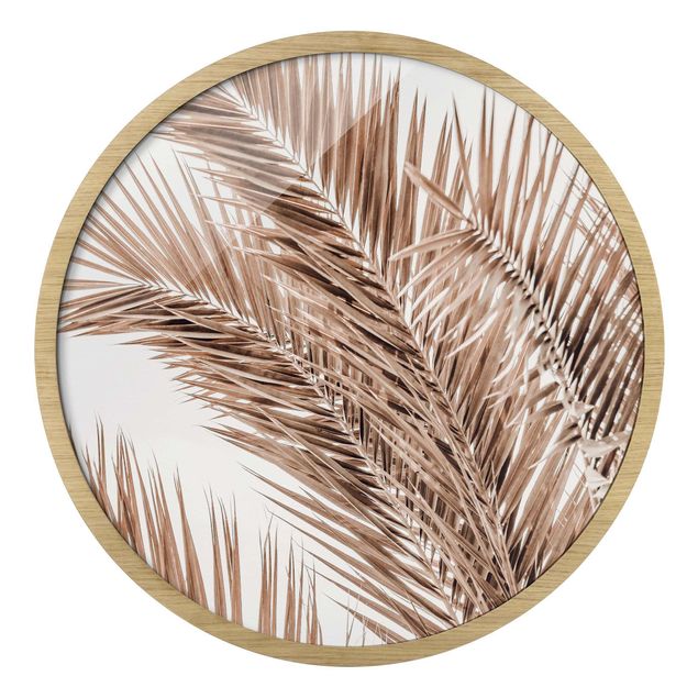 Quadro rotondo incorniciato - Ramo di palma color bronzo
