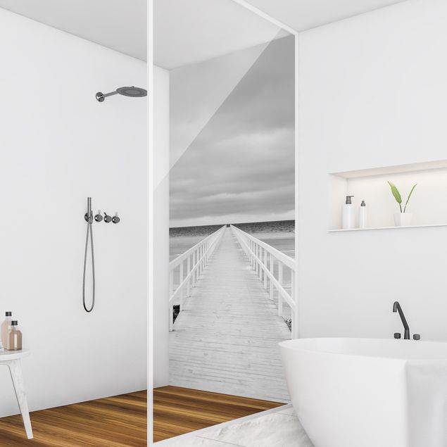 Rivestimenti per doccia alluminio dibond Ponte in Svezia Bianco e nero