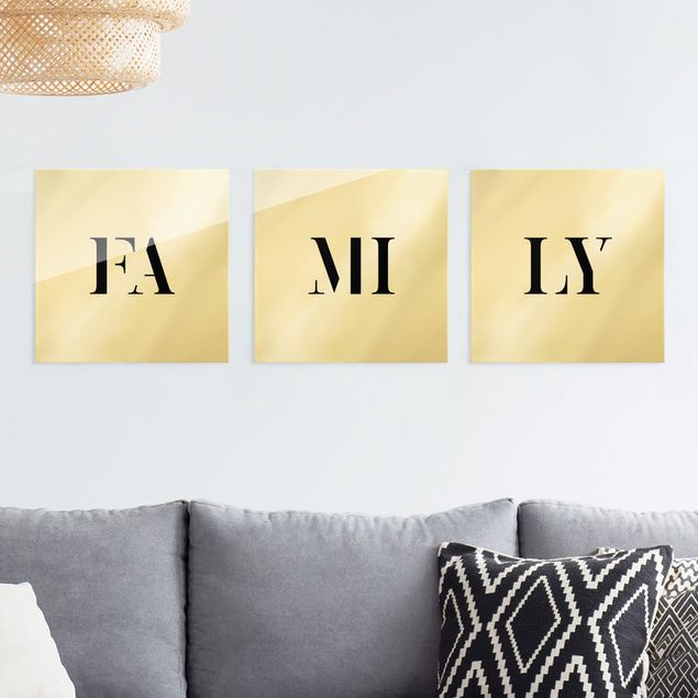 Lavagna magnetica vetro Lettere FAMILY nero Set I